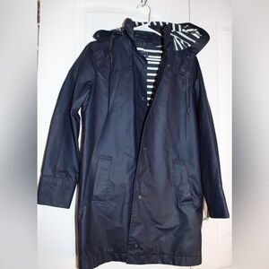 Gap Navy Raincoat with Removable Hood – Size Medium